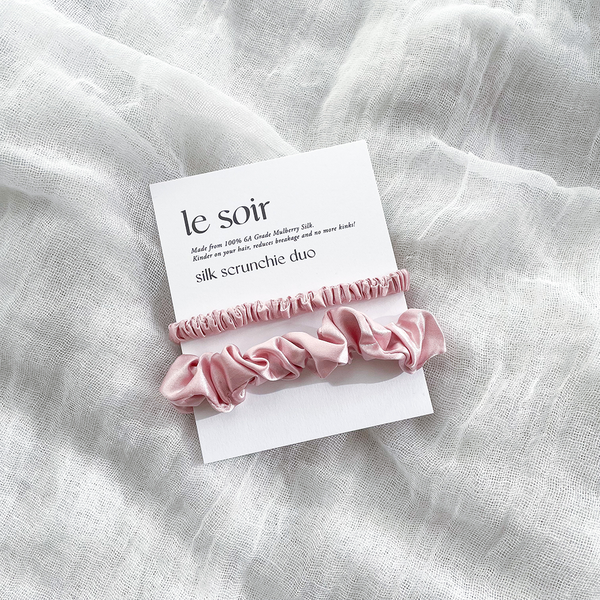 Le Soir - Silk Scrunchie Duo - Blush