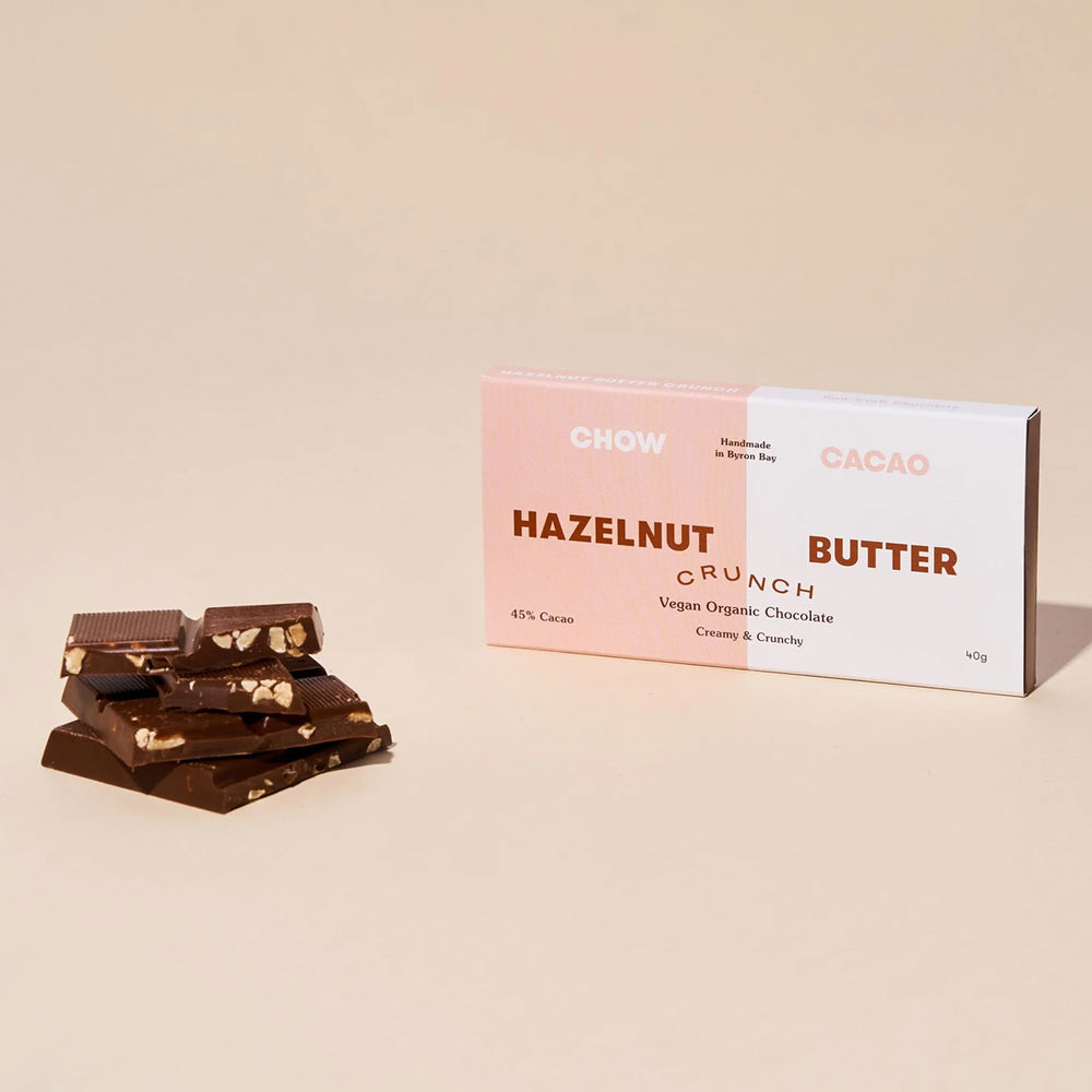 Chow Cacao - Hazelnut Butter Crunch Vegan Chocolate Bar - Vorfreude Stationery