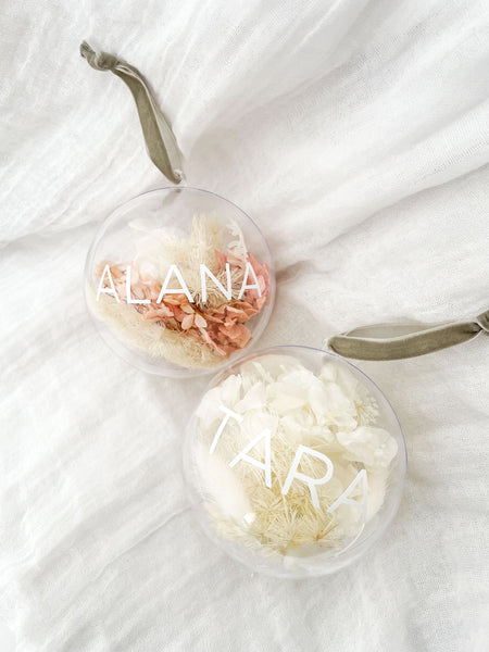 Personalised Dried Floral Christmas Bauble