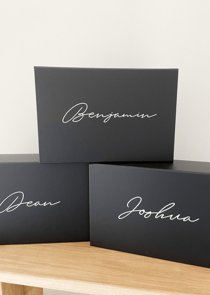 
                  
                    Personalised Groomsman Gift Box Black - Vorfreude Stationery
                  
                