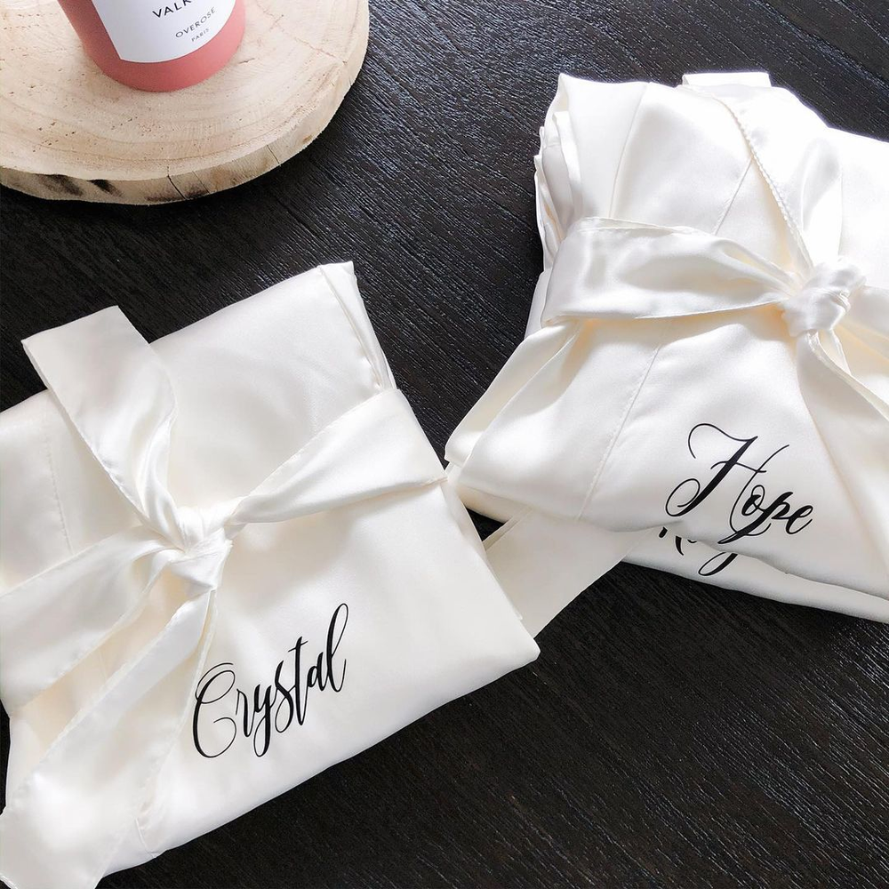 
                      
                        Personalised Bride and Bridesmaid Satin Robe - Vorfreude Stationery
                      
                    