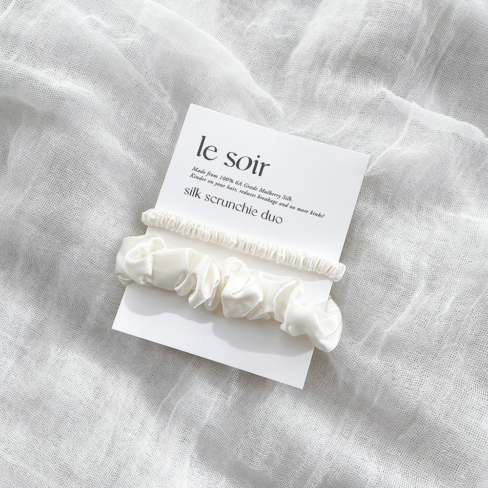 Le Soir - Silk Scrunchie Duo - Ivory - Vorfreude Stationery