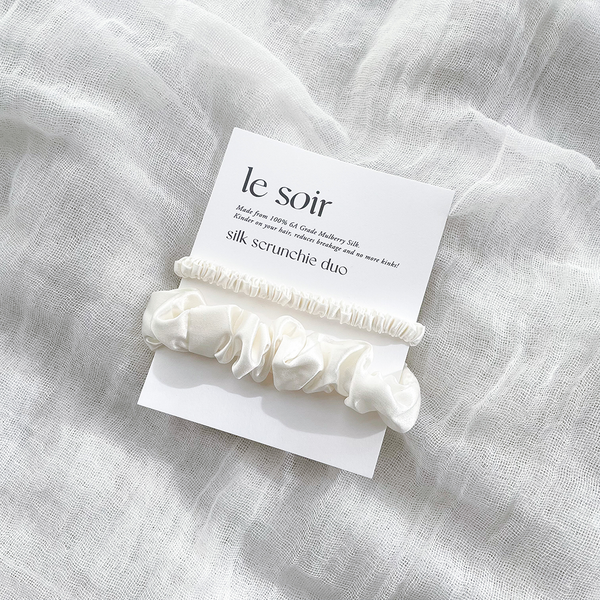 Le Soir - Silk Scrunchie Duo - Ivory